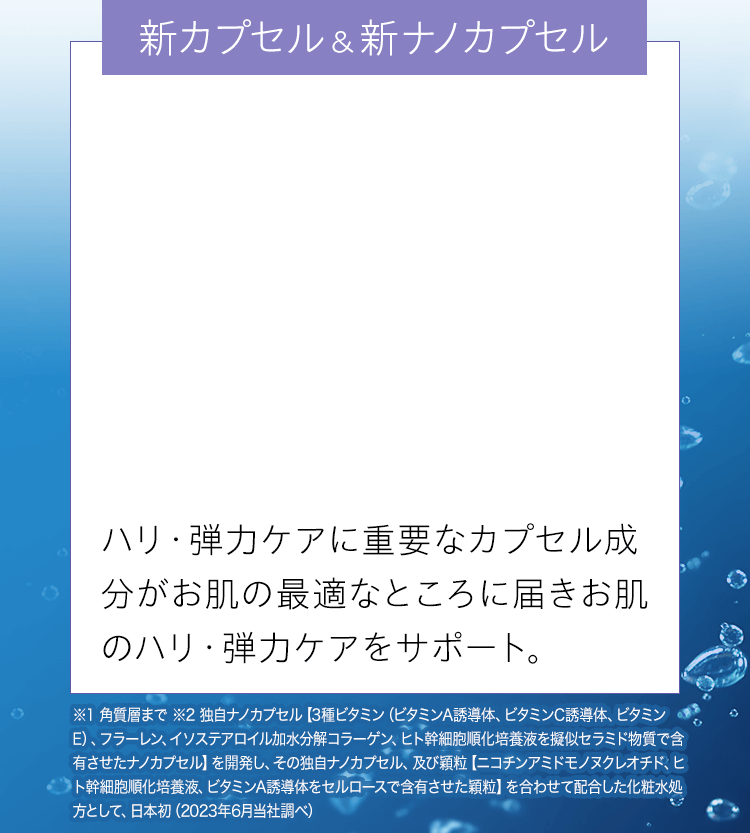 お肌の最適なところに届きお肌のハリ・弾力ケアをサポート。