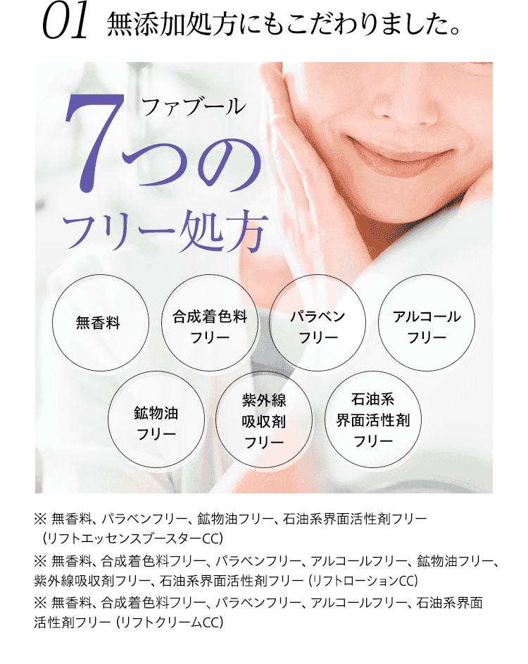 01：無添加処方にもこだわりました。