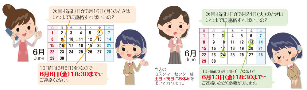 定期購入の変更は次回お届けの10日前営業日まで