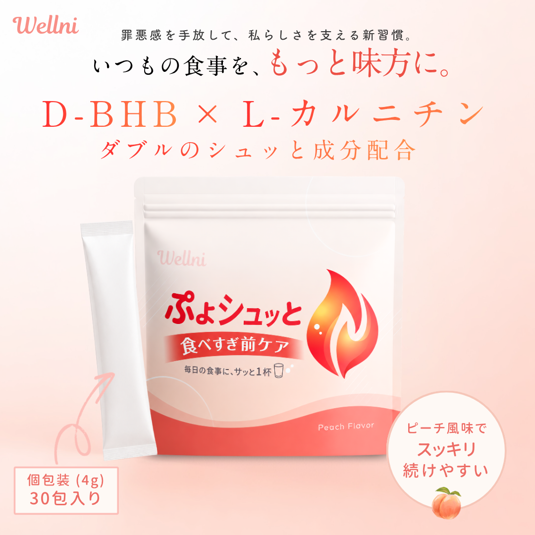 Wellni ぷよシュッと ピーチ風味 30包 ご利用日数: 15日分