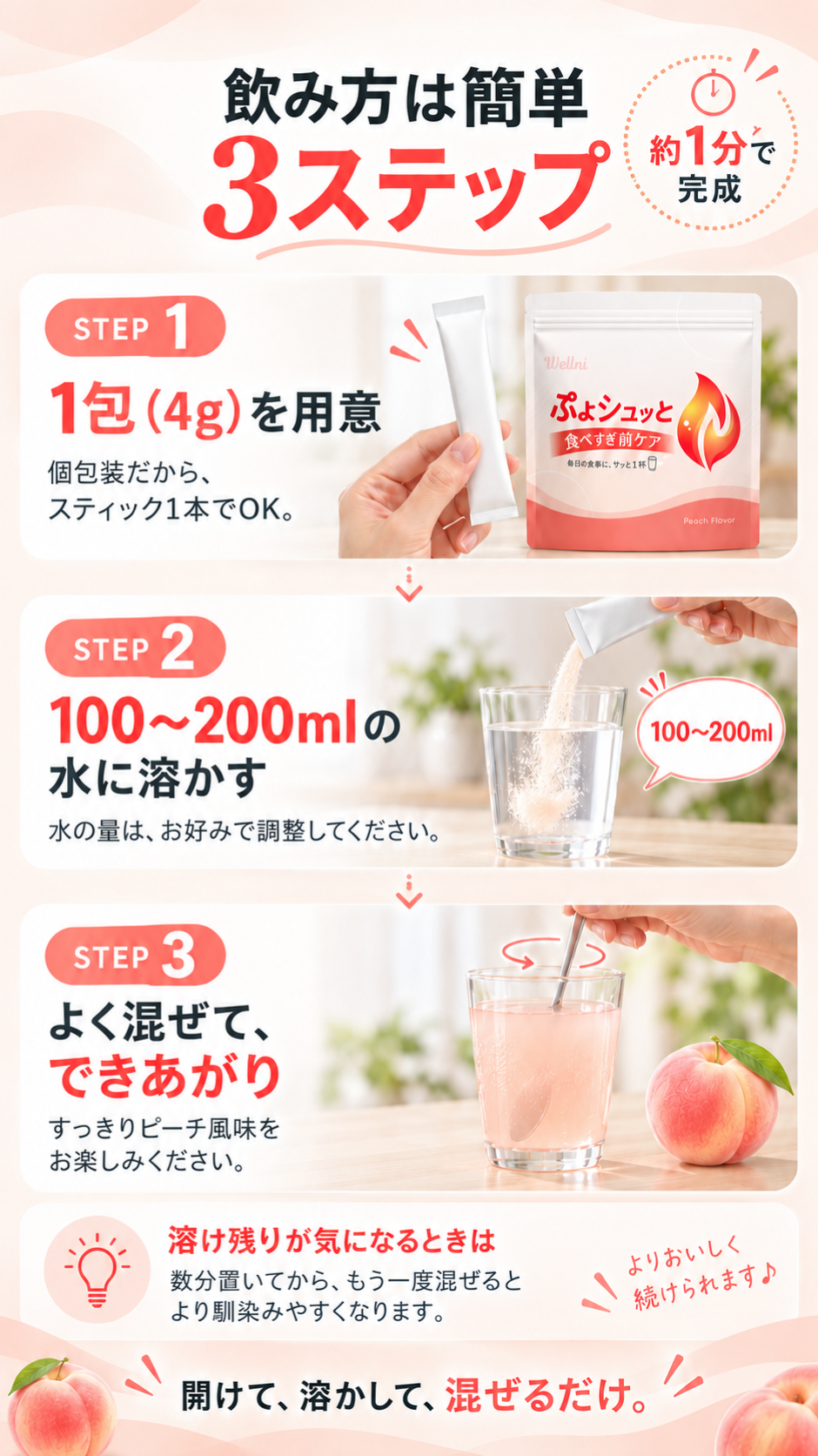 飲み方は簡単3ステップ