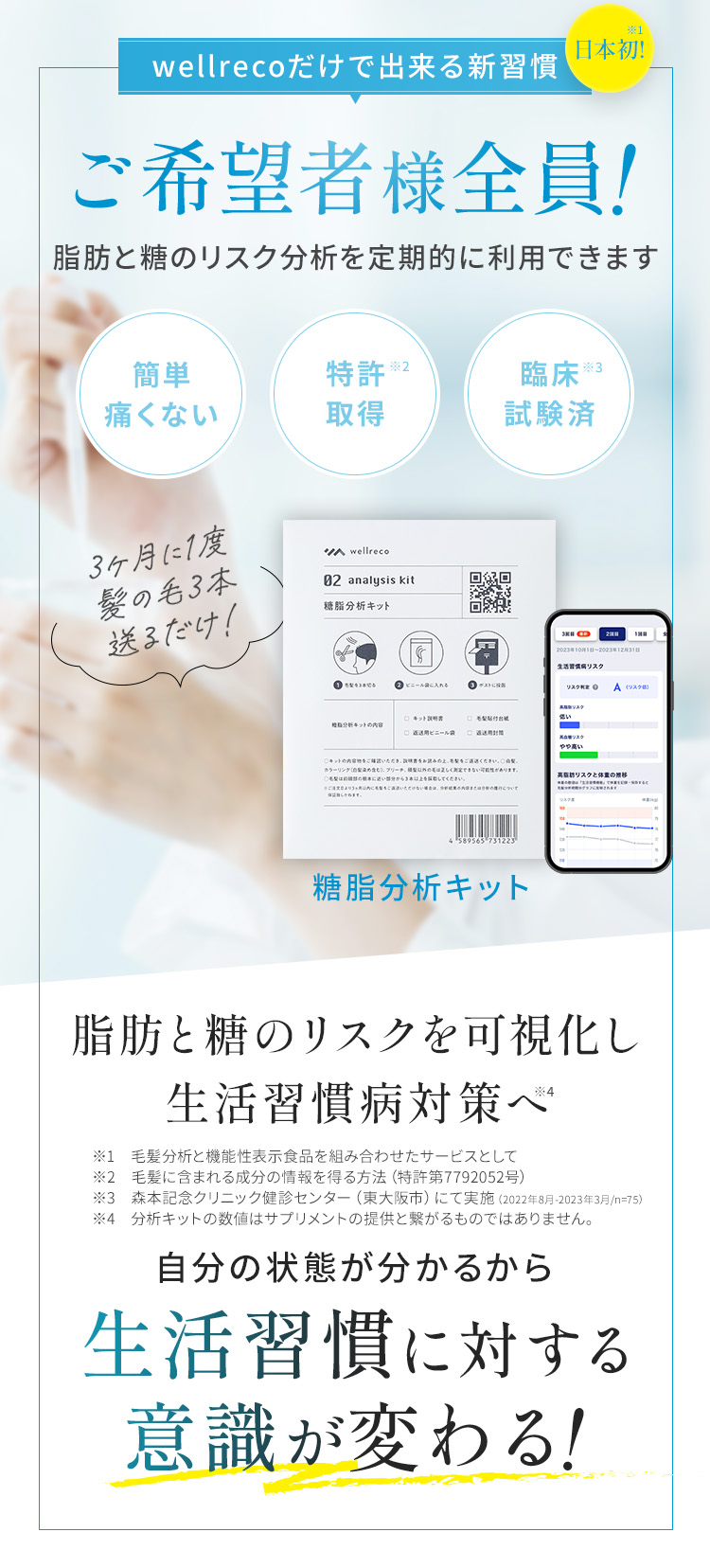 ご希望者様全員！定期的な糖と脂肪の分析を利用できます