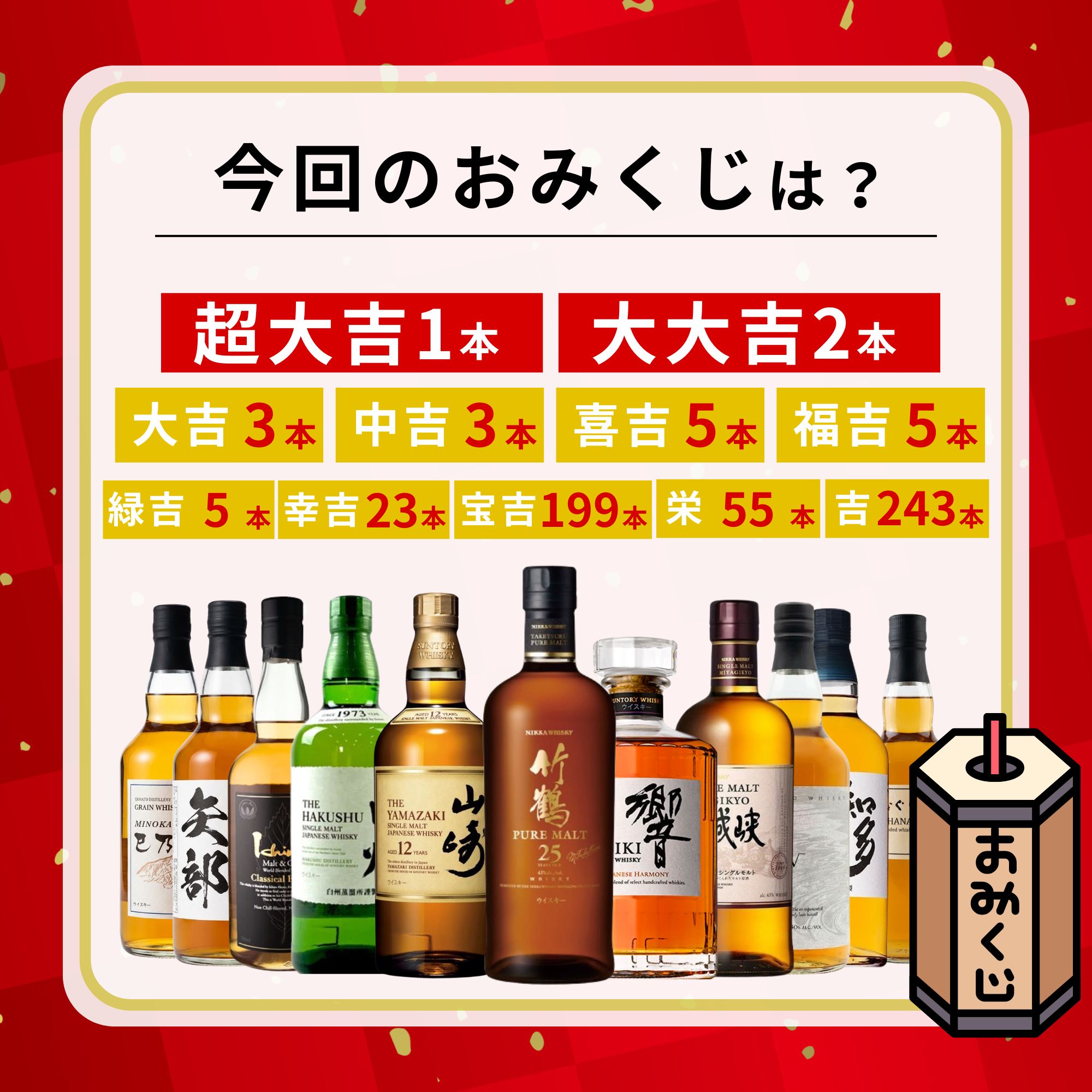 ＼4/21販売開始／【第1弾】【極上みくじ 544口限定】竹鶴25年 山崎 白州 響 イチローズ 宮城峡 知多 など 福袋 酒くじ おみくじ ウイスキー くじ 最新
