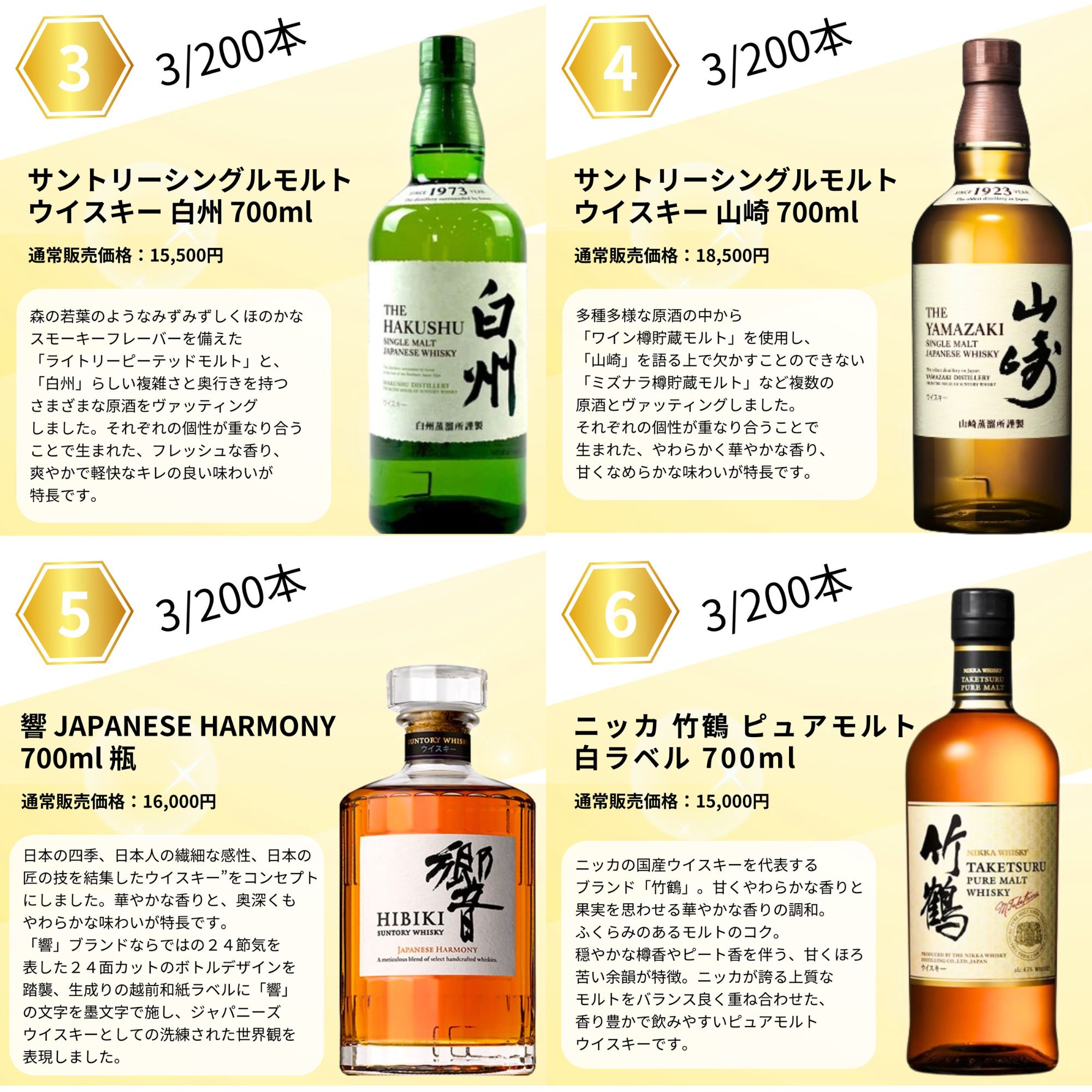 【第7弾】 ジャパニーズ限定 ウイスキーくじ 【200本限定】竹鶴25年 白州18年 など