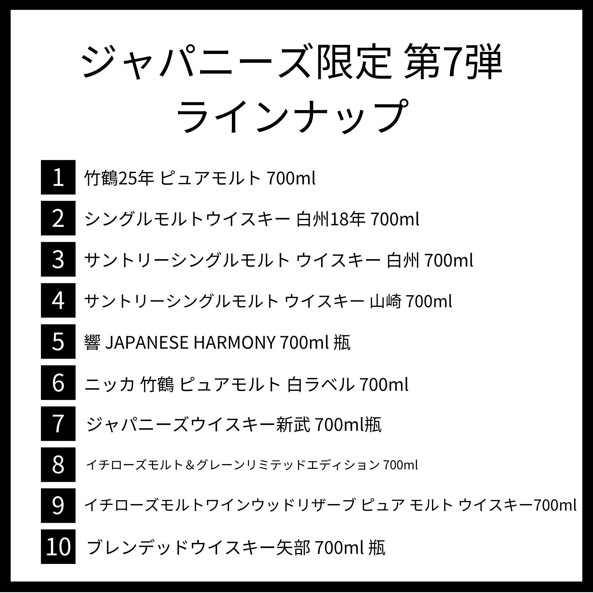【第7弾】 ジャパニーズ限定 ウイスキーくじ 【200本限定】竹鶴25年 白州18年 など
