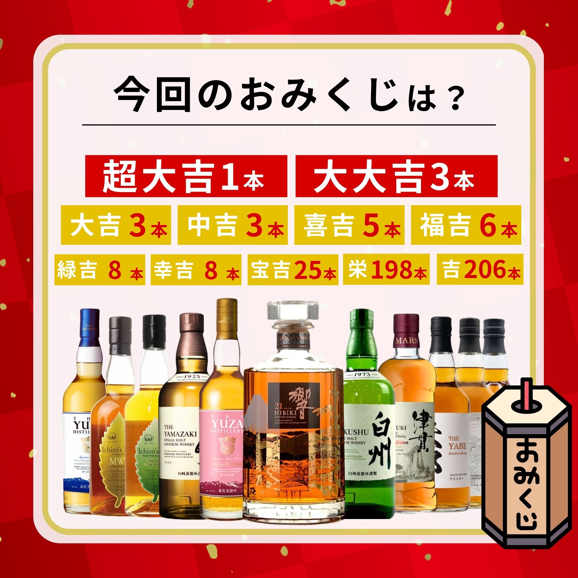 ＼9月14日販売開始／【黄金の福招きみくじ】【466口限定】響21年意匠ボトル YUZA 山崎 白州 イチローズ 津貫 など 福袋 酒くじ おみくじ ウイスキー くじ 最新