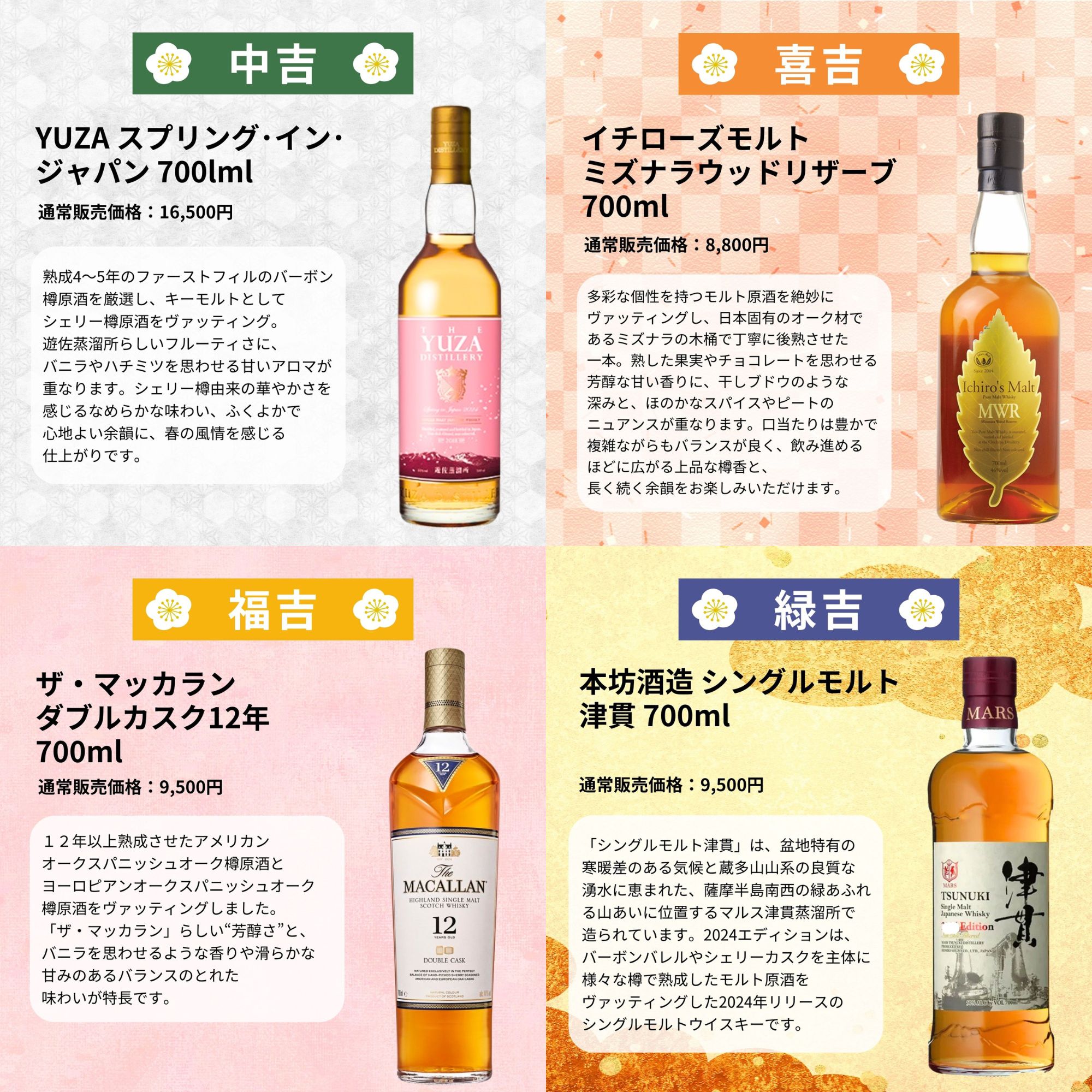 《予約販売開始》【黄金の秋みくじ 11/16～11/18発送】【466口限定】白州18年リミテッドエディション 山崎 白州 YUZA イチローズ マッカラン 津貫 など 福袋 酒くじ おみくじ ウイスキー くじ 最新