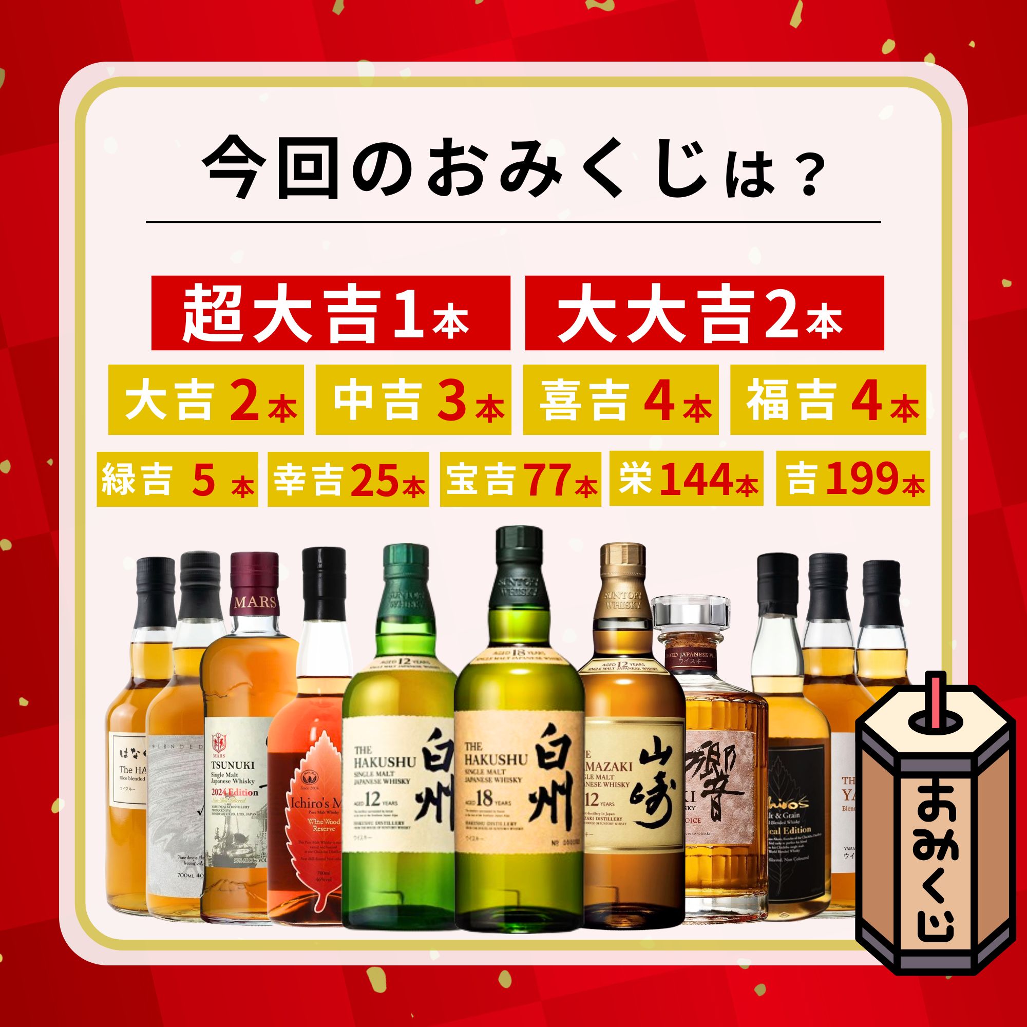 ＼6/5販売開始／【福運みくじ 46 6口限定】白州18年 山崎 白州 響 イチローズ 津貫 など 福袋 酒 くじ おみくじ ウイスキー くじ 最新