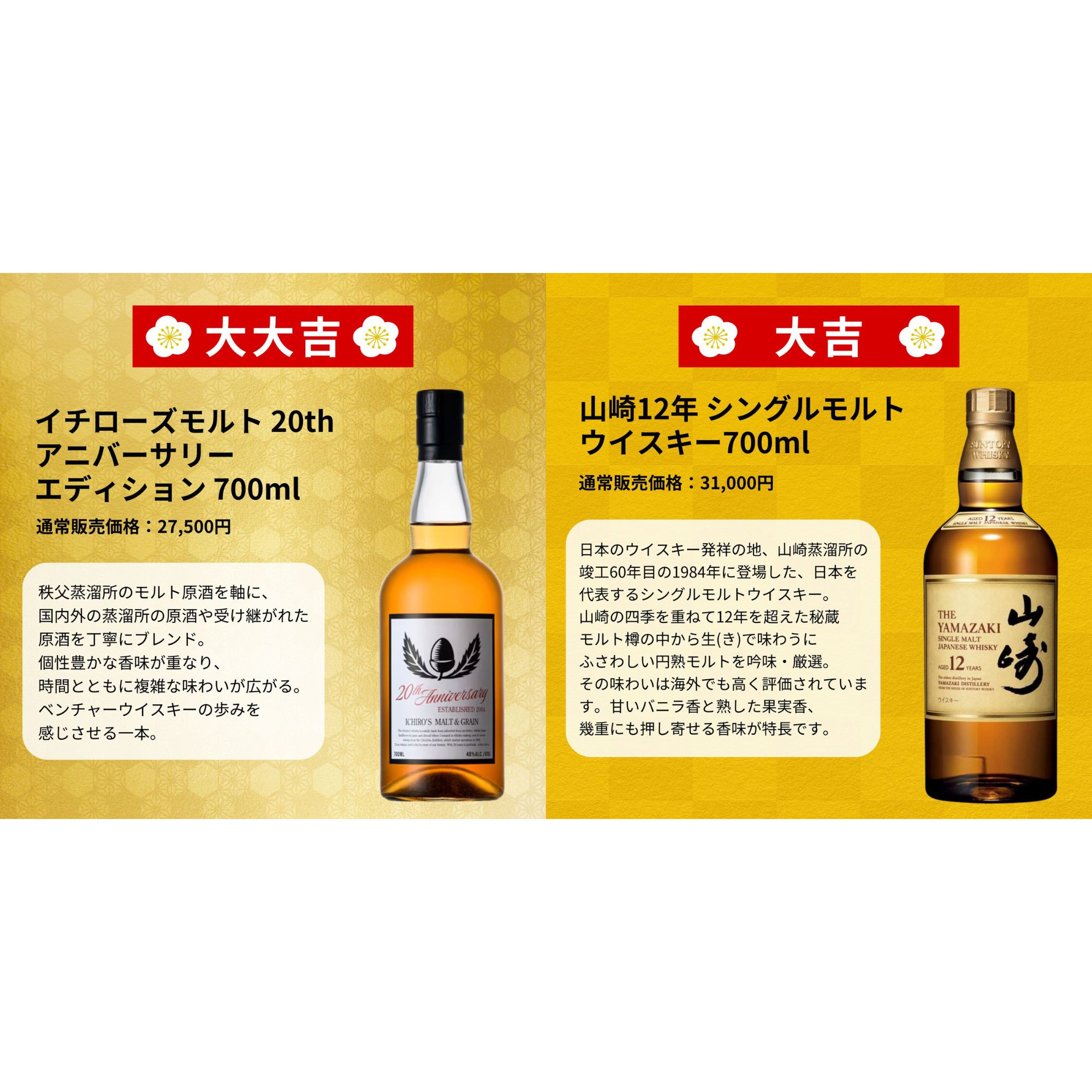 ＼7/2販売開始／【黄金の強運みくじ】【466口限定】 ザ・マッカラン200周年ボトル 山崎12年 白州 桜尾 津貫 イチローズ YUZA  など 福袋 酒くじ おみくじ ウイスキー くじ 最新