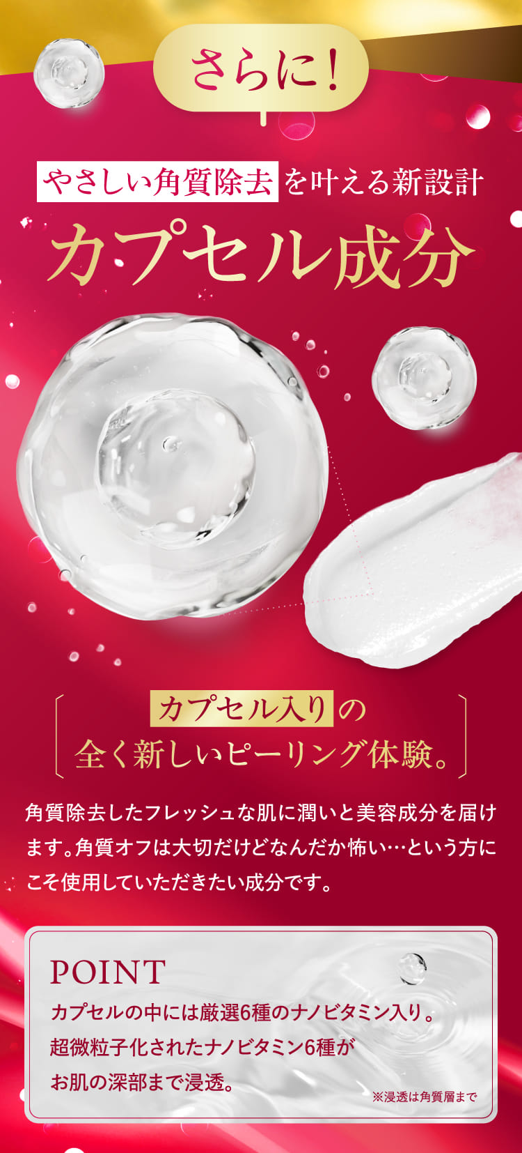 やさしい角質除去を叶える新設計 カプセル成分