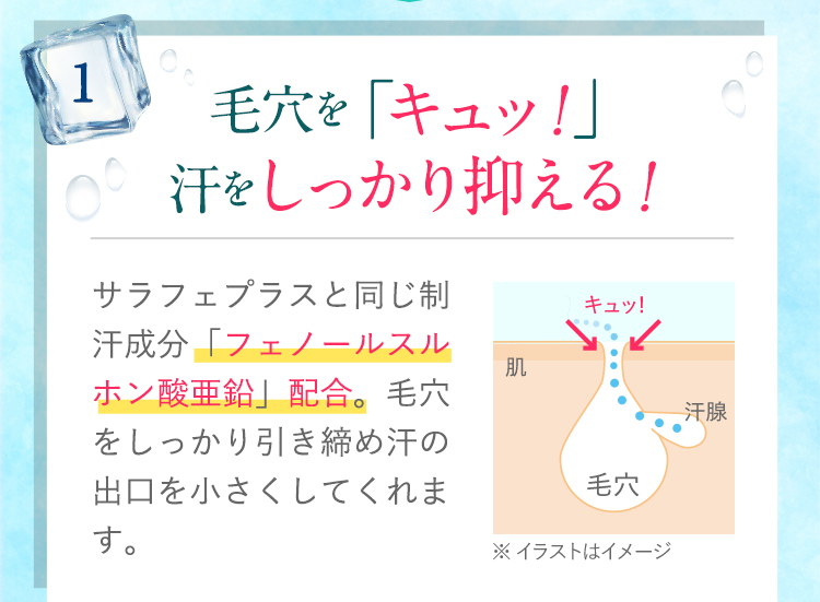 毛穴をキュッ　汗をしっかり抑える