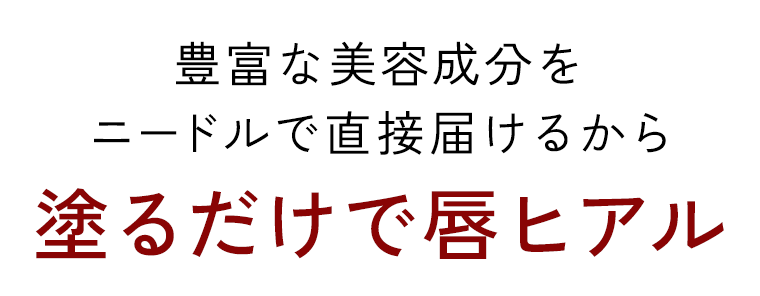 豊富な美容成分をニードルで直接届けるから 塗るだけで唇ヒアル