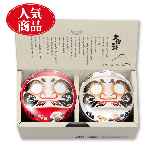 紅白だるま缶金箔茶2本箱入　