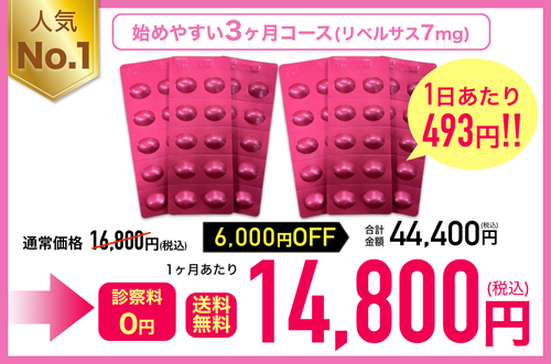 リベルサス7mg 定期3ヶ月毎 44400円(税込)