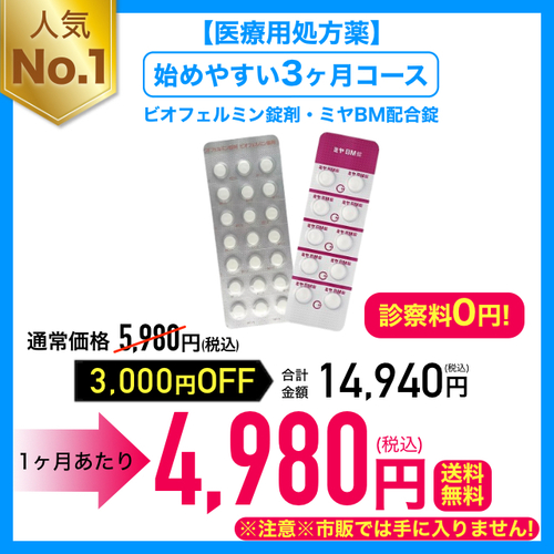 ビオフェルミン+ミヤBM 定期3ヶ月毎 14940円(税込)