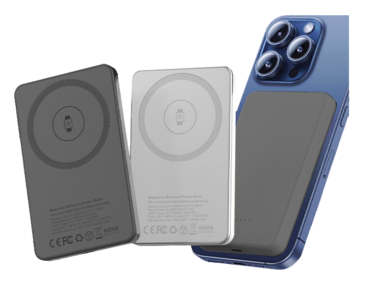 準固体電池マグネット式ワイヤレスモバイルバッテリー（ホワイト）