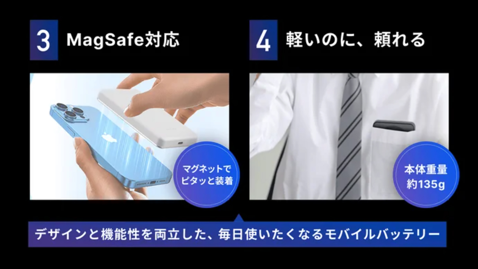 準固体電池マグネット式ワイヤレスモバイルバッテリー（ホワイト）