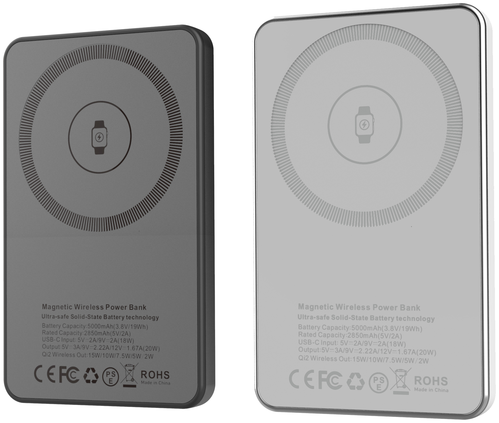 準固体電池マグネット式ワイヤレスモバイルバッテリー（ブラック）