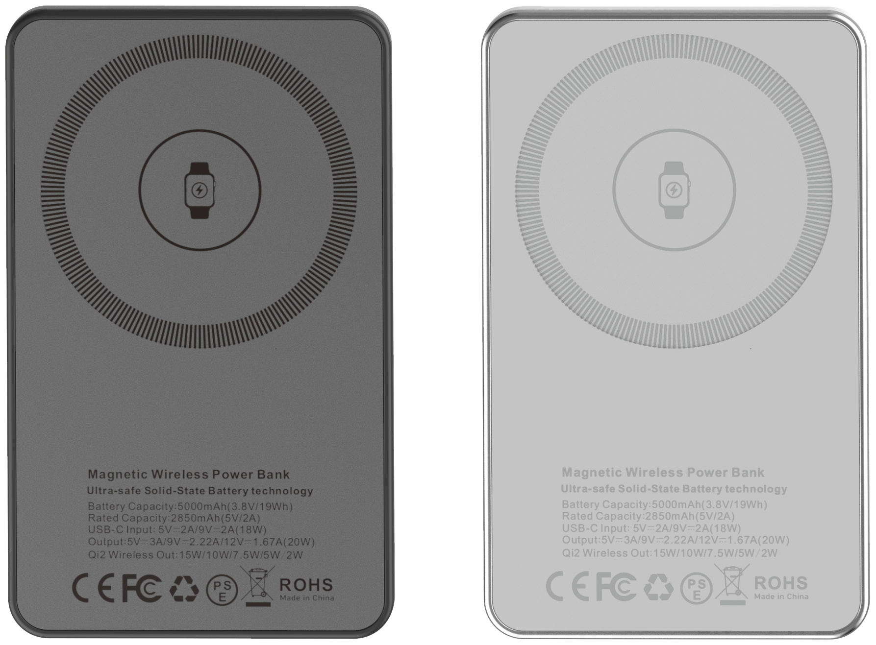 準固体電池マグネット式ワイヤレスモバイルバッテリー（ホワイト）