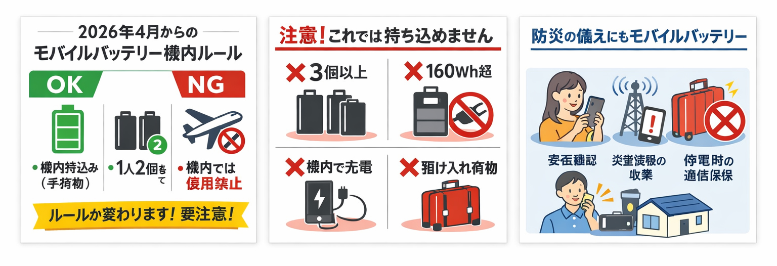 2026年4月からのモバイルバッテリー機内ルール