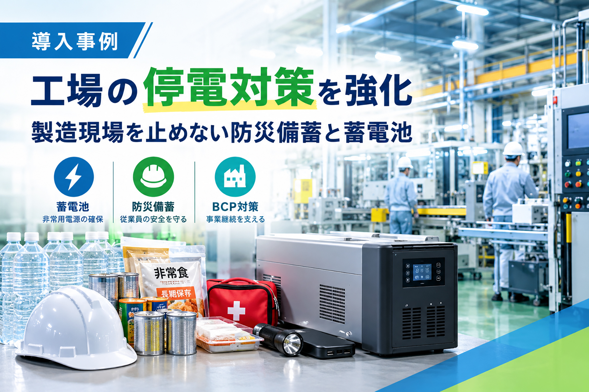 【導入事例】工場の停電対策を強化｜製造現場を止めない防災備蓄と蓄電池