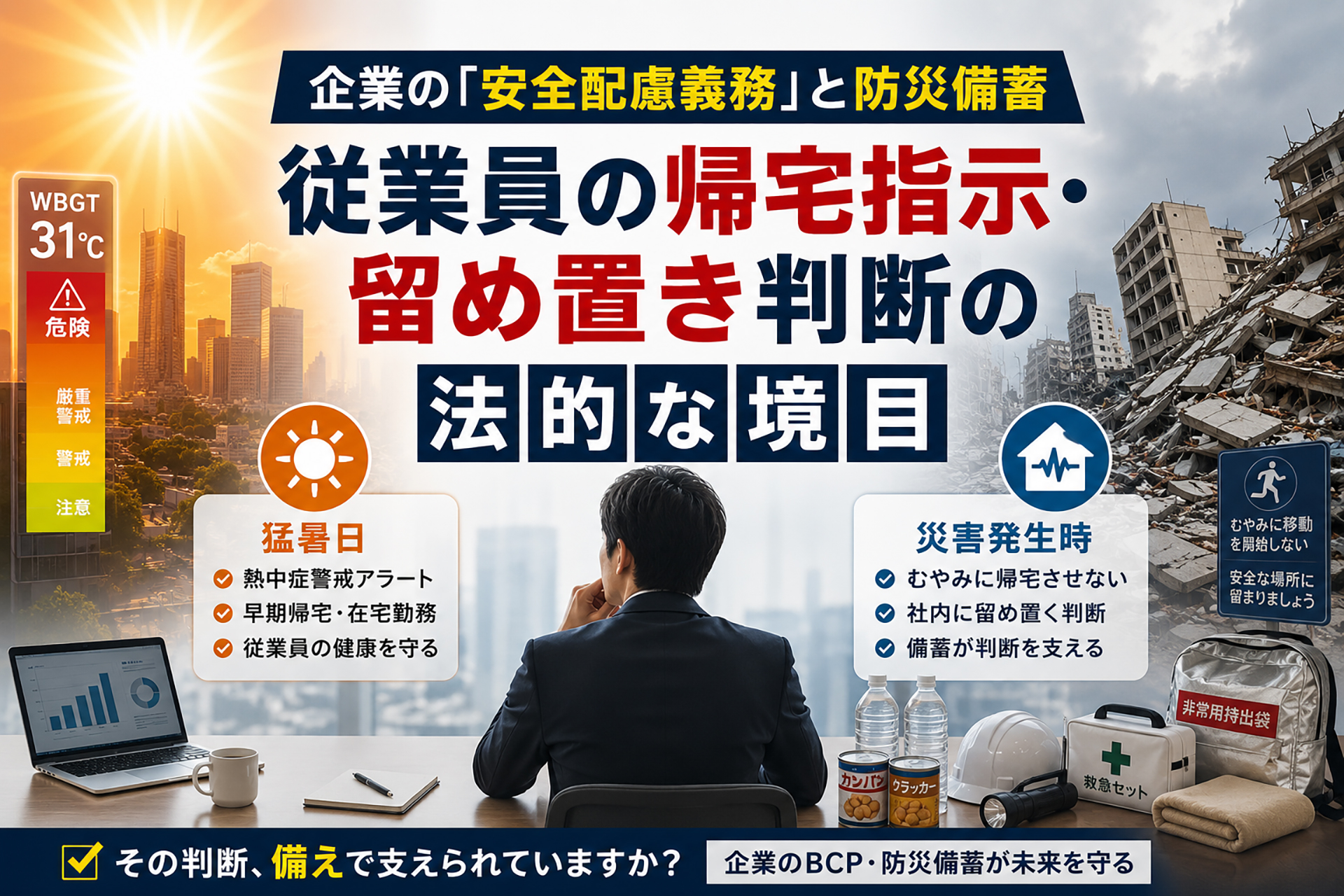 企業の「安全配慮義務」と防災備蓄｜従業員の帰宅指示・留め置き判断の法的な境目