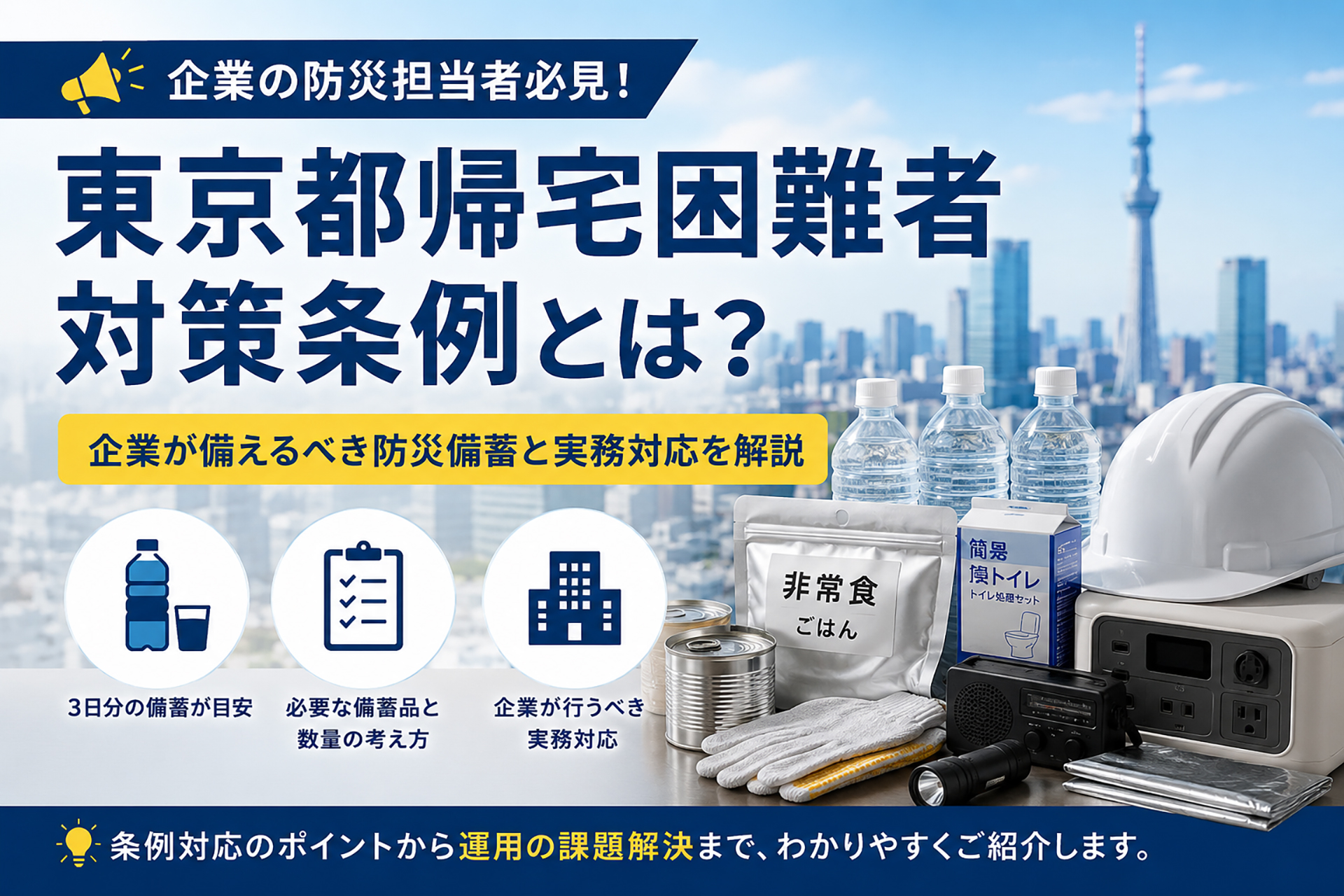 東京都帰宅困難者対策条例とは？企業が備えるべき防災備蓄と実務対応を解説