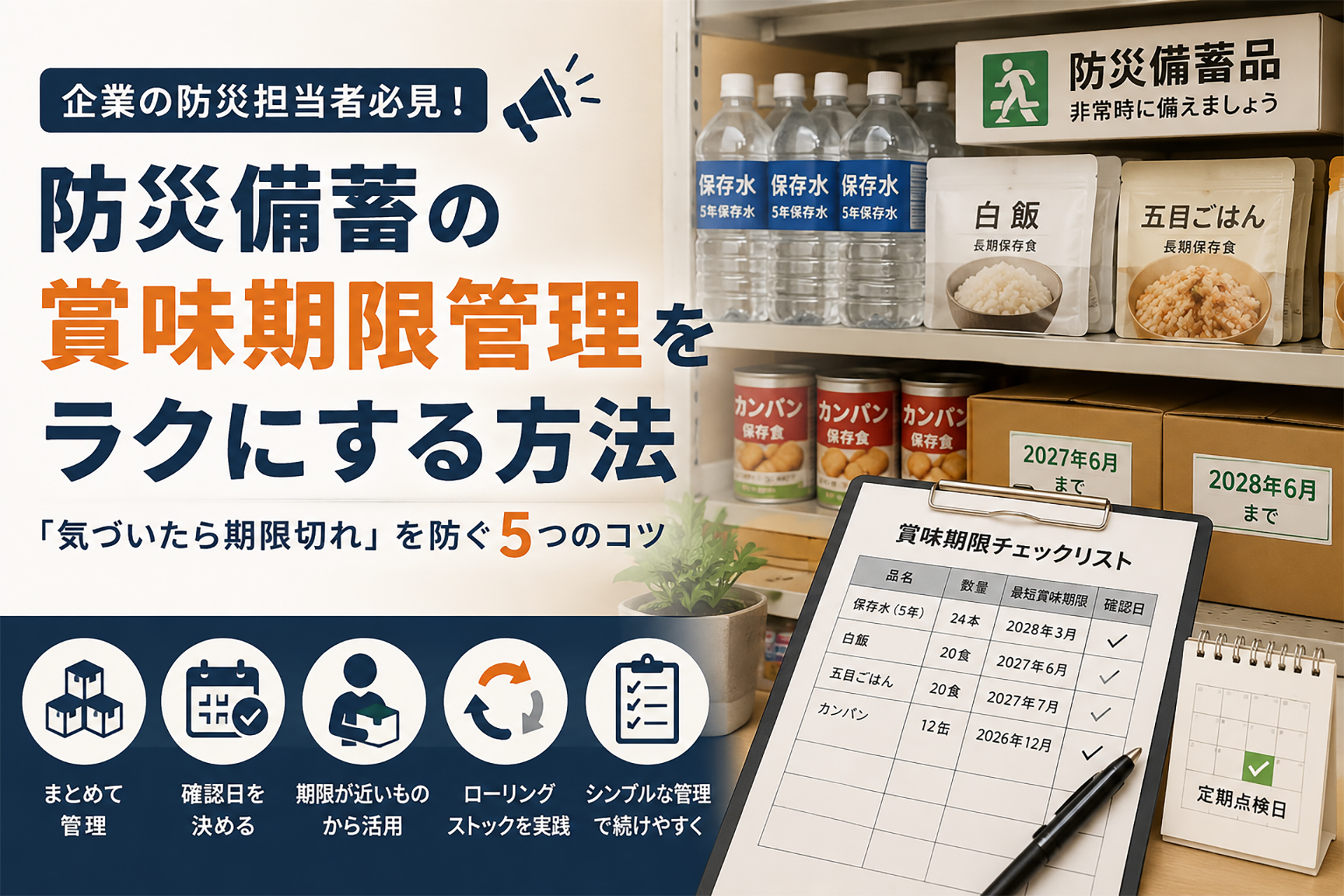 防災備蓄の賞味期限管理をラクにする方法｜企業が実践したい5つのコツ