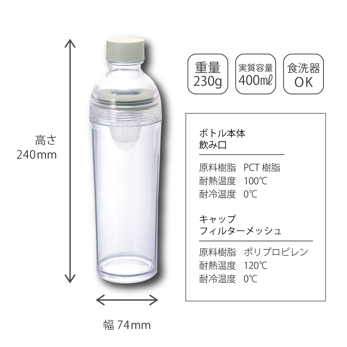 フィルターインボトルポータブル <2色> (400ml)