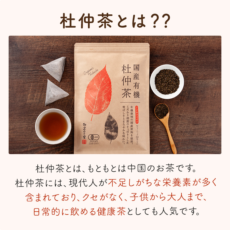 【定期便】オーガニック 国産 杜仲茶 ティーバッグ (2.5g×50包)