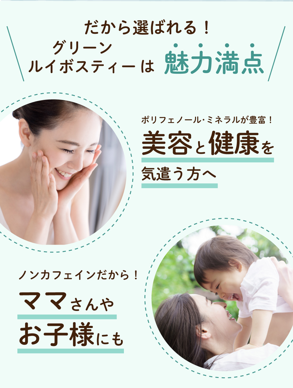 だから選ばれる グリーンルイボスティーは魅力満点