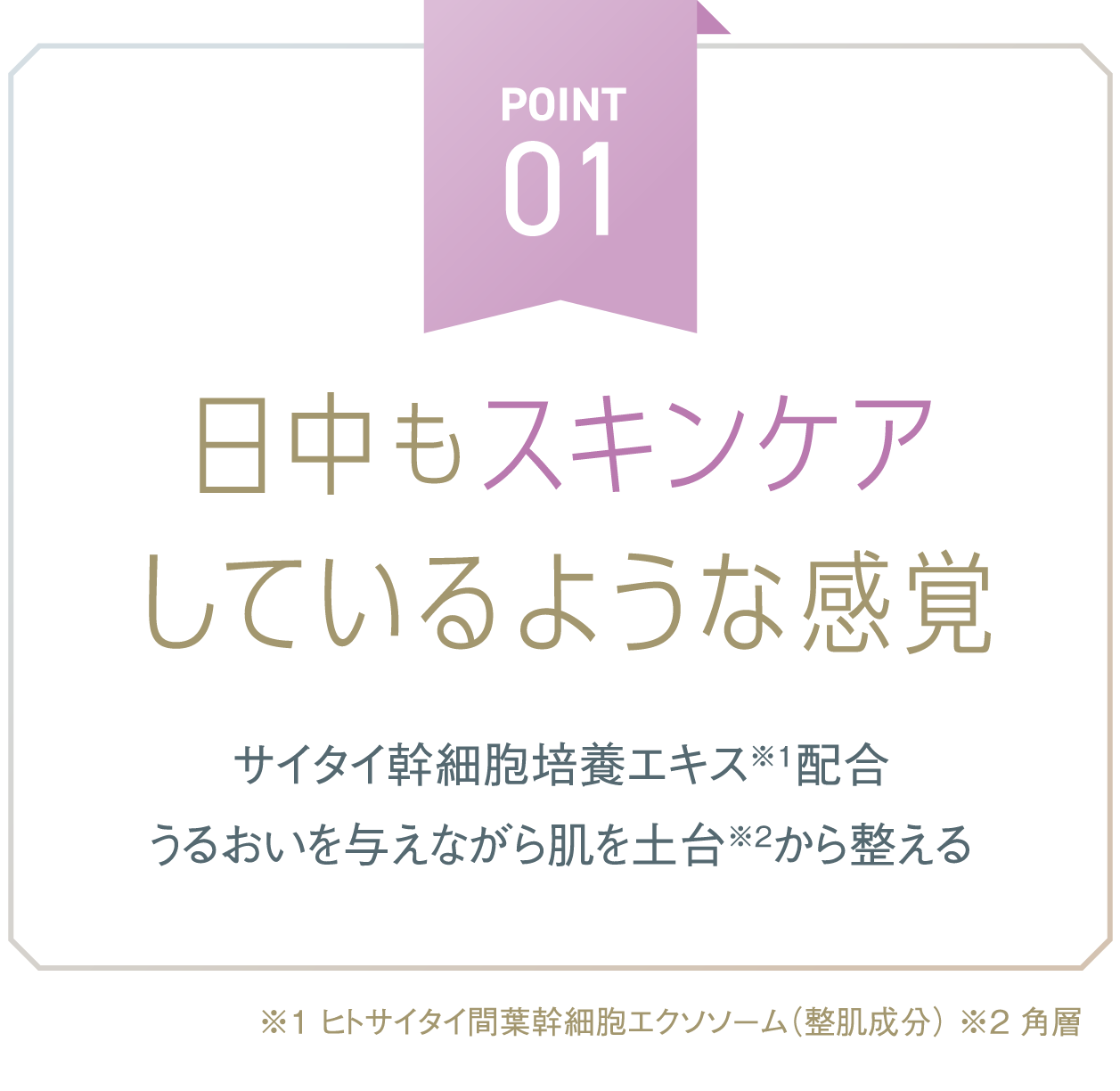 POINT 01 日中もスキンケアしているような感覚