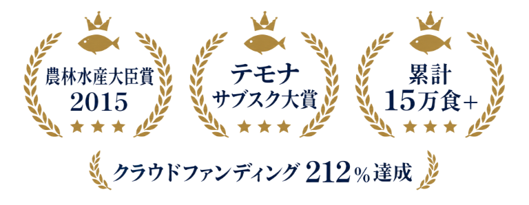 農林水産大臣賞2015・テモナサブスク大賞・累計15万食＋・クラウドファンディング212%達成