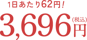 1日あたり62円！3,696円（税込）