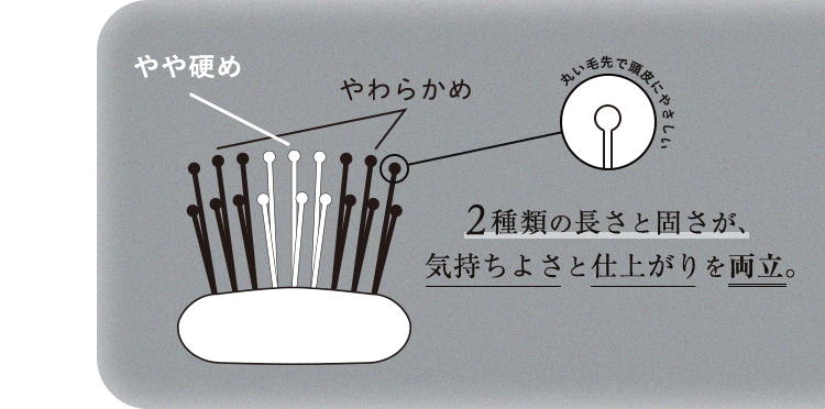 2種類の長さと固さが、気持ちよさと仕上がりを両立