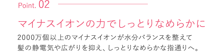 マイナスイオンの力でしっとり滑らかに