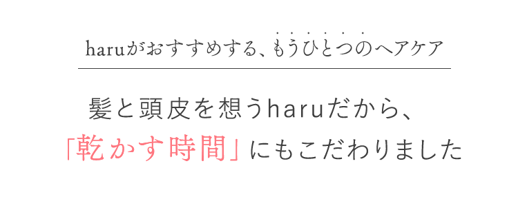 新年におすすめしたい、もうひとつのヘアケア 髪と頭皮を思うharuだから、「乾かす時間」にもこだわりました