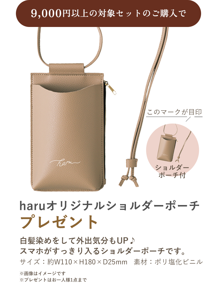9,000円以上の対象セットご購入でharuオリジナルショルダーポーチプレゼント