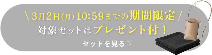 3月2日(月)10:59までの期間限定対象セットはプレゼント付！