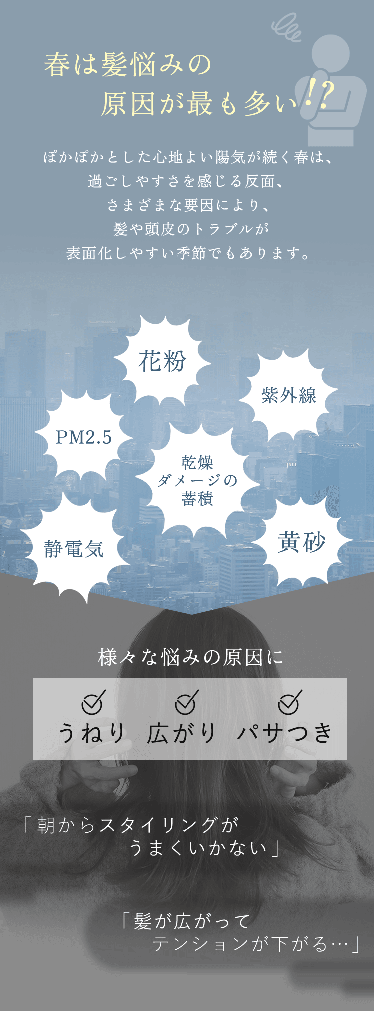 春は髪悩みの原因が最も多い！？