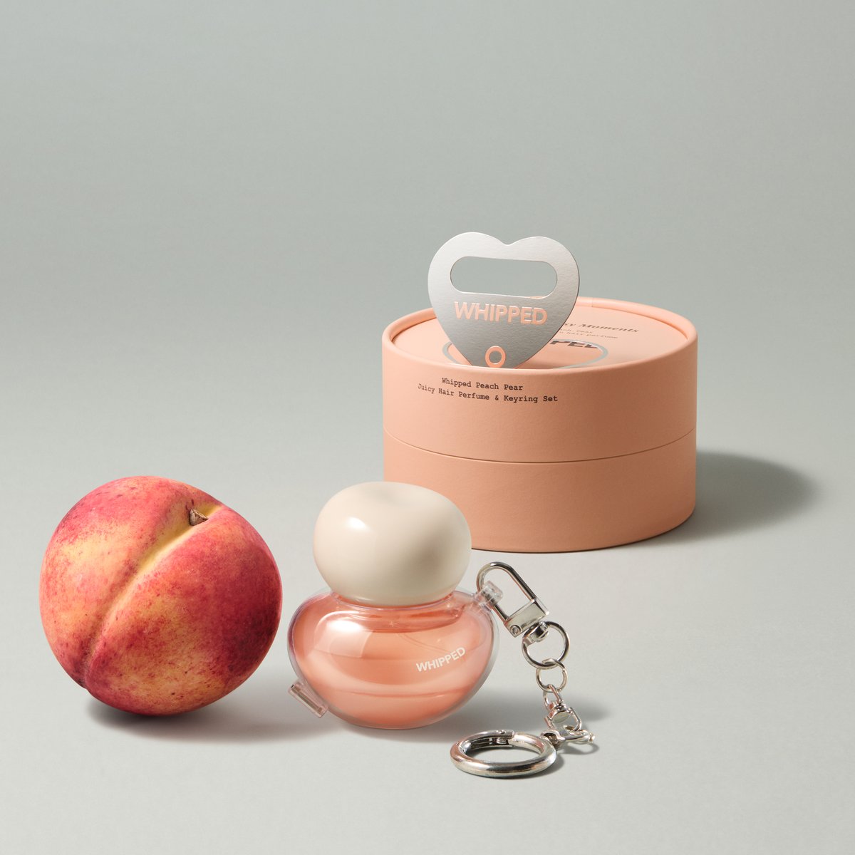 WHIPPED（ホイップド）ヘアパフュームミスト＆キーリングセット　ピーチペア【モモ＋西洋ナシ】（A）