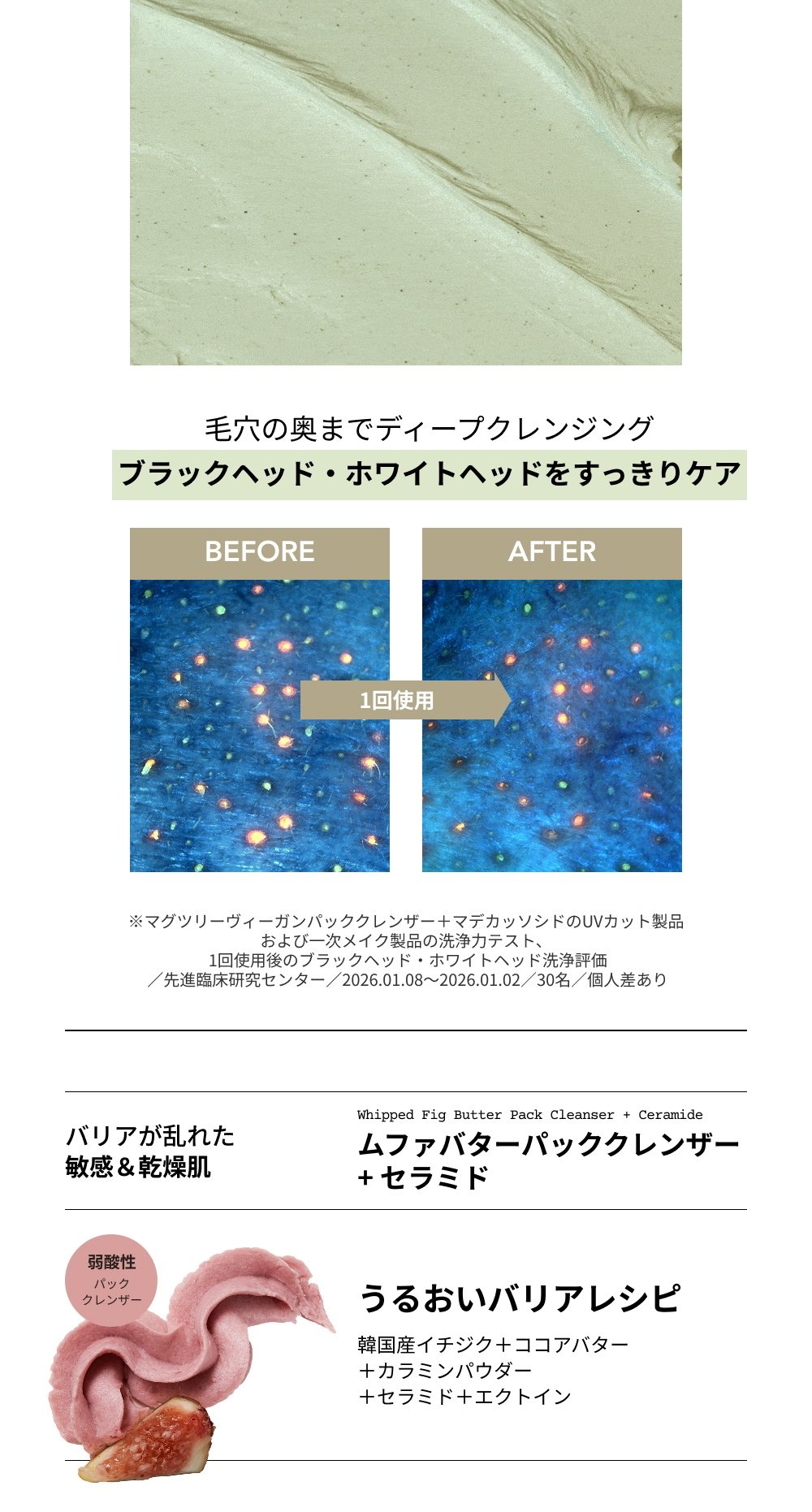 WHIPPED（ホイップド）マグワート ティーツリー フェイスマスク クレンザー ＋ マデカッソシド 130g ＜MUGWORT TEA TREE FACE MASK CLEANSER + MADECASSOSIDE 130g＞