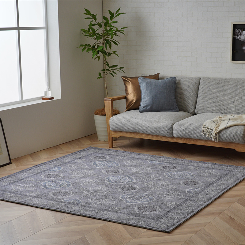 ヴィンテージ風シェニールカーペットLV サイズ: 185×185cm, カラー: ベージュ