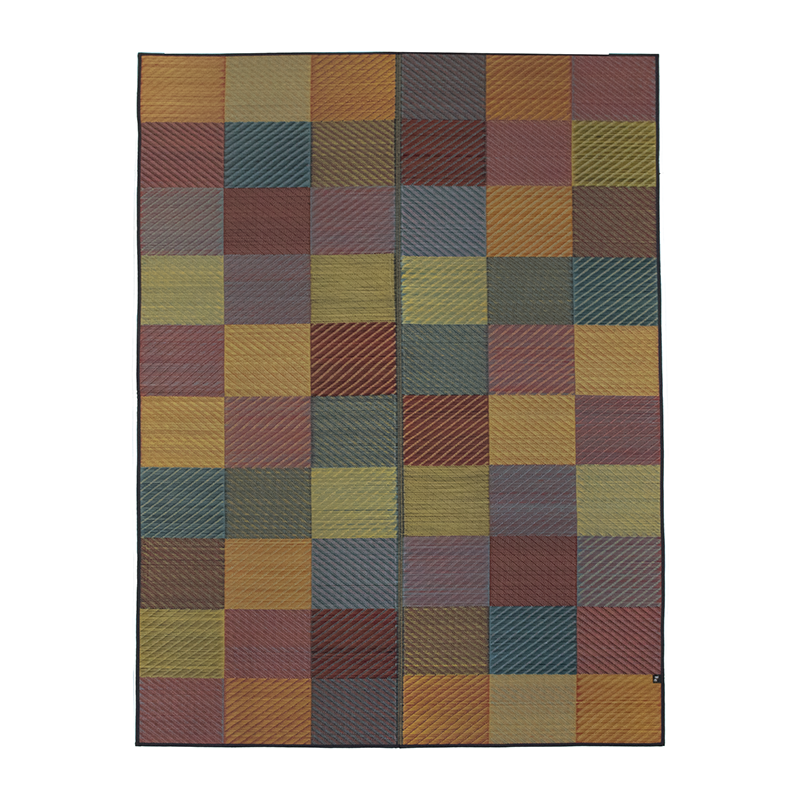 日本製ブロック柄のい草ラグCB