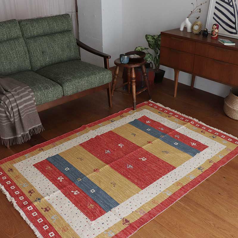 トルコ製ギャベ調ジャガードラグPN サイズ: 120×180cm