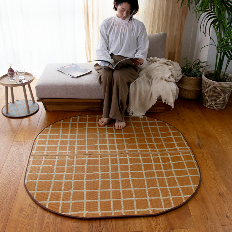 弾力性のある踏み心地のい草ラグCK サイズ: 120×120cm, カラー: グレー