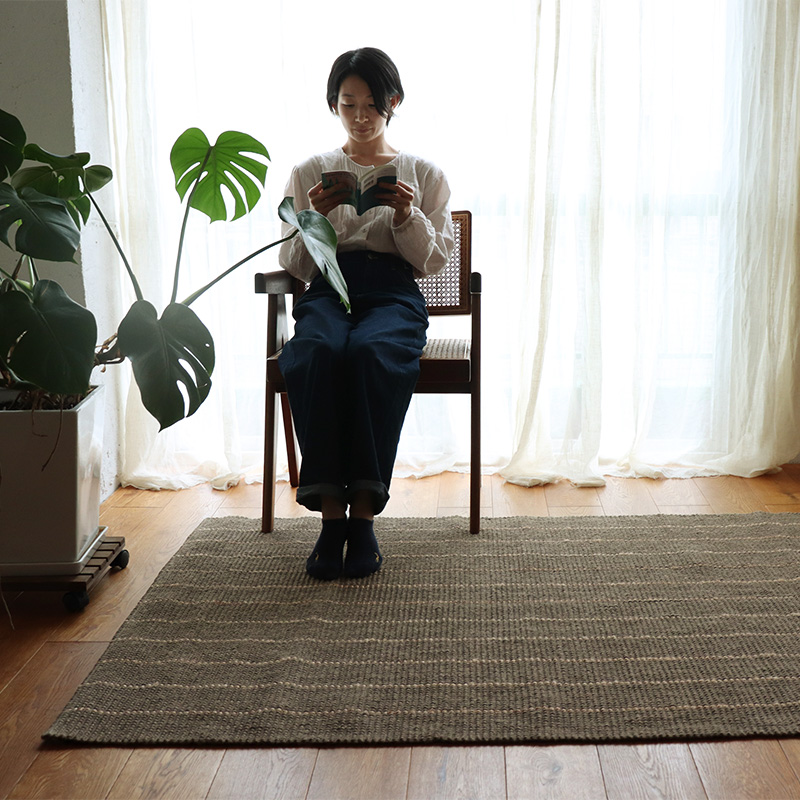ストライプ柄ジュートラグND サイズ: 120×170cm