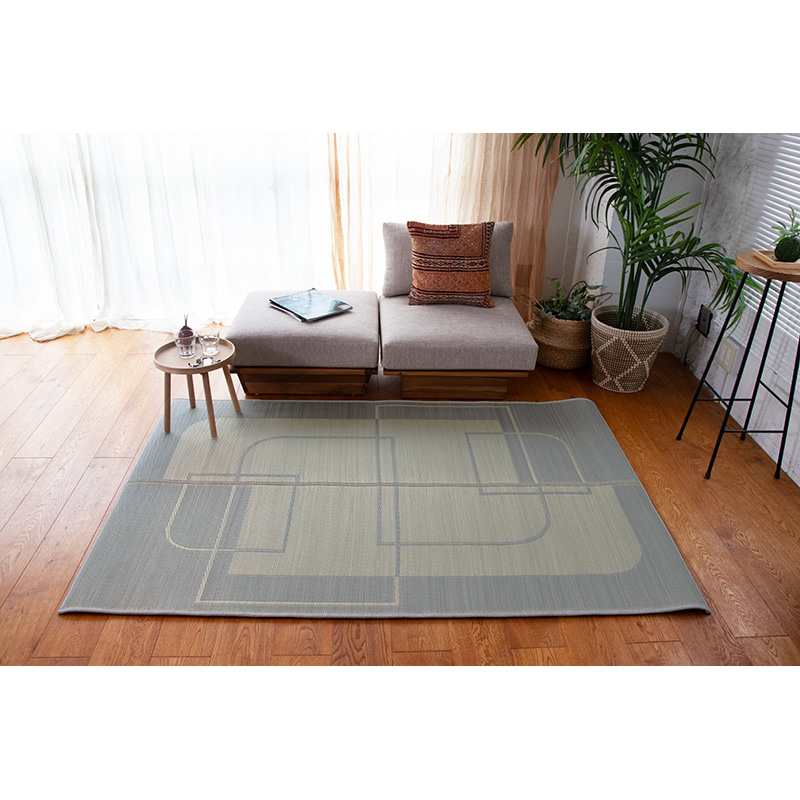 弾力のある踏み心地のい草ラグSH サイズ: 120×120cm, カラー: グレー