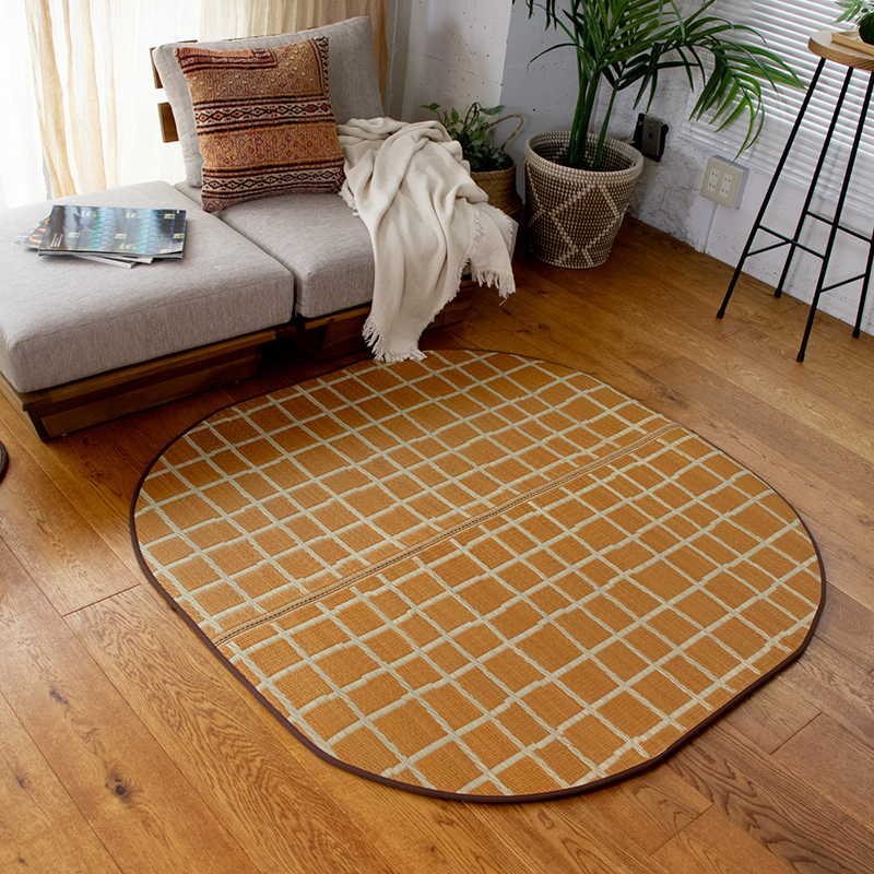 弾力性のある踏み心地のい草ラグCK サイズ: 120×120cm, カラー: グレー