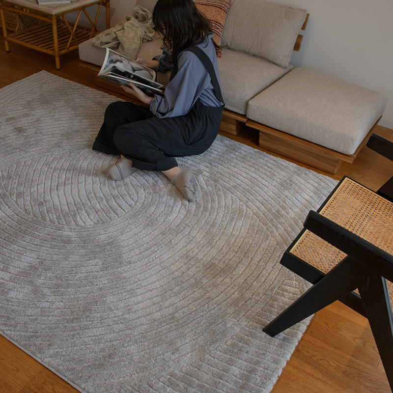 トルコ製幾何柄ウィルトンカーペットAP サイズ: 80×140cm, カラー: グレー